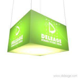 Enseigne4 2 vert sign — Enseigne de stand CUBE LUMINEUX Visuel tissu diffusant avec sous face
