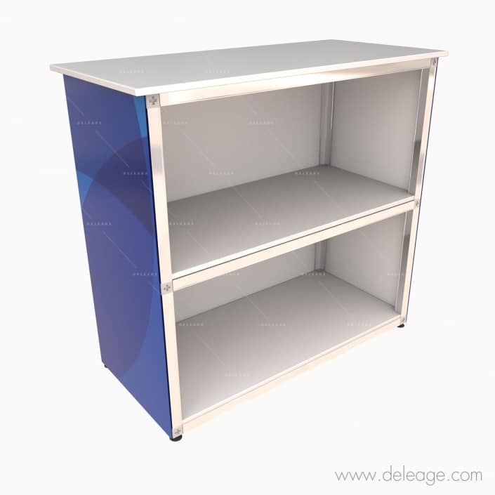 comptoir-stand-avec-etagère Comptoir stand avec étagère — Comptoir professionnel GAMME T3 configuration droit