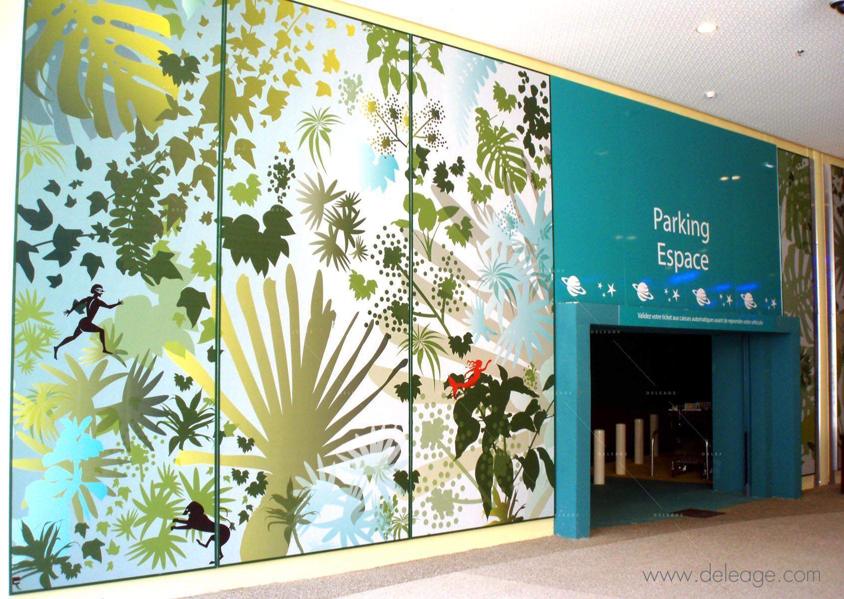 facade-parking-decor-lumineux Facade parking décor lumineux — Panneau intérieur CAISSON LUMINEUX MURAL textile