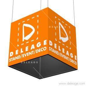 Signal haut suspendue carrée elingue — Enseigne de stand CUBE Visuel PVC (vue 5)