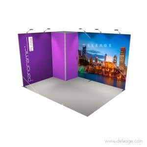 Stand modulaine h line 12m² transportable EN camion vue profilé — Stand modulaire HLINE 12m² avec réserve (vue 6)