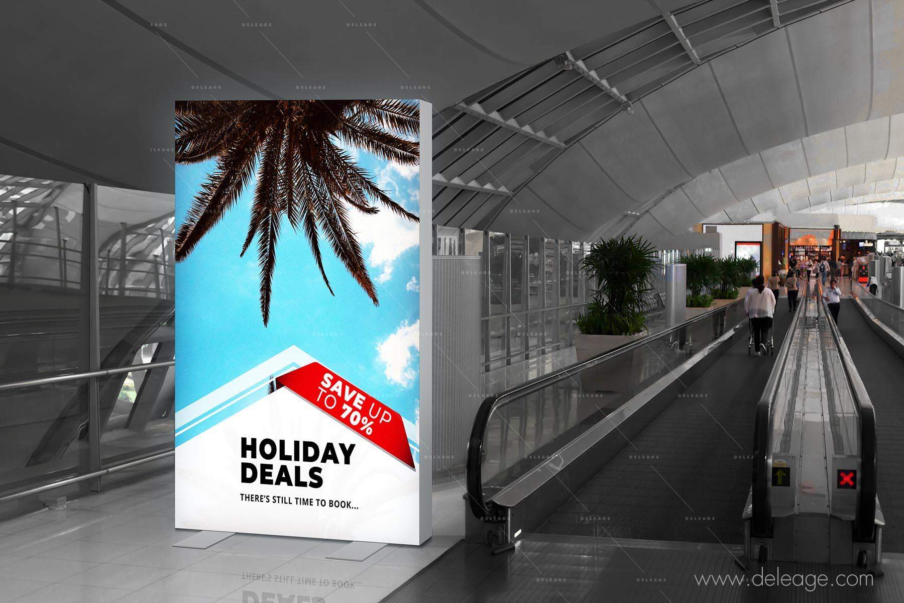 empty blank billboard or placard in airport of Bangkok, banner f Auto portant lumineux aeroport — Totem lumineux intérieur LIGHT BOX PREMIUM textile imprimé
