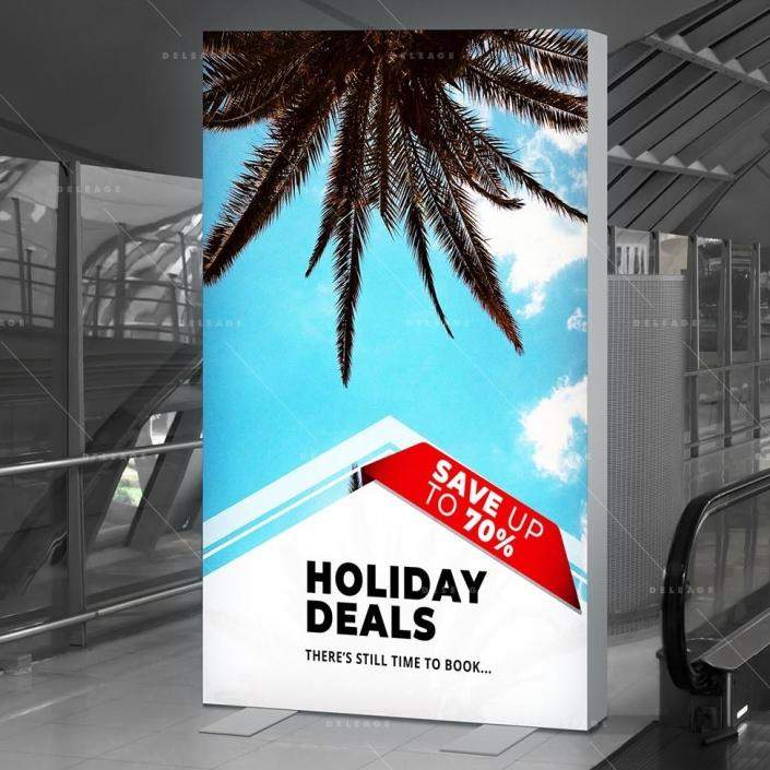 empty blank billboard or placard in airport of Bangkok, banner f Auto portant lumineux aeroport2 — Totem lumineux intérieur LIGHT BOX PREMIUM textile imprimé