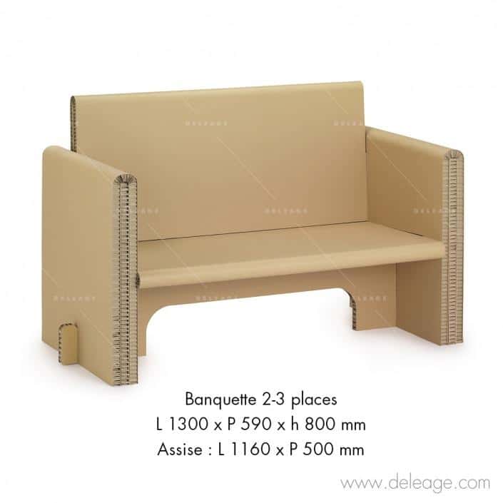 BANKET_FRG090_20726.eps Banquette 2 3 places EN carton — Mobilier en carton TABLE HAUTE mange debout
