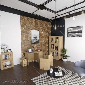 Bureau EN carton avec tiroirs — Mobilier en carton TABLE HAUTE mange debout
