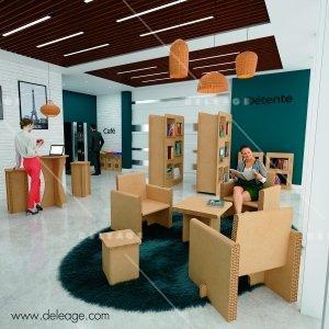 Mobilier carton — Mobilier en carton TABLE HAUTE mange debout (vue 3)
