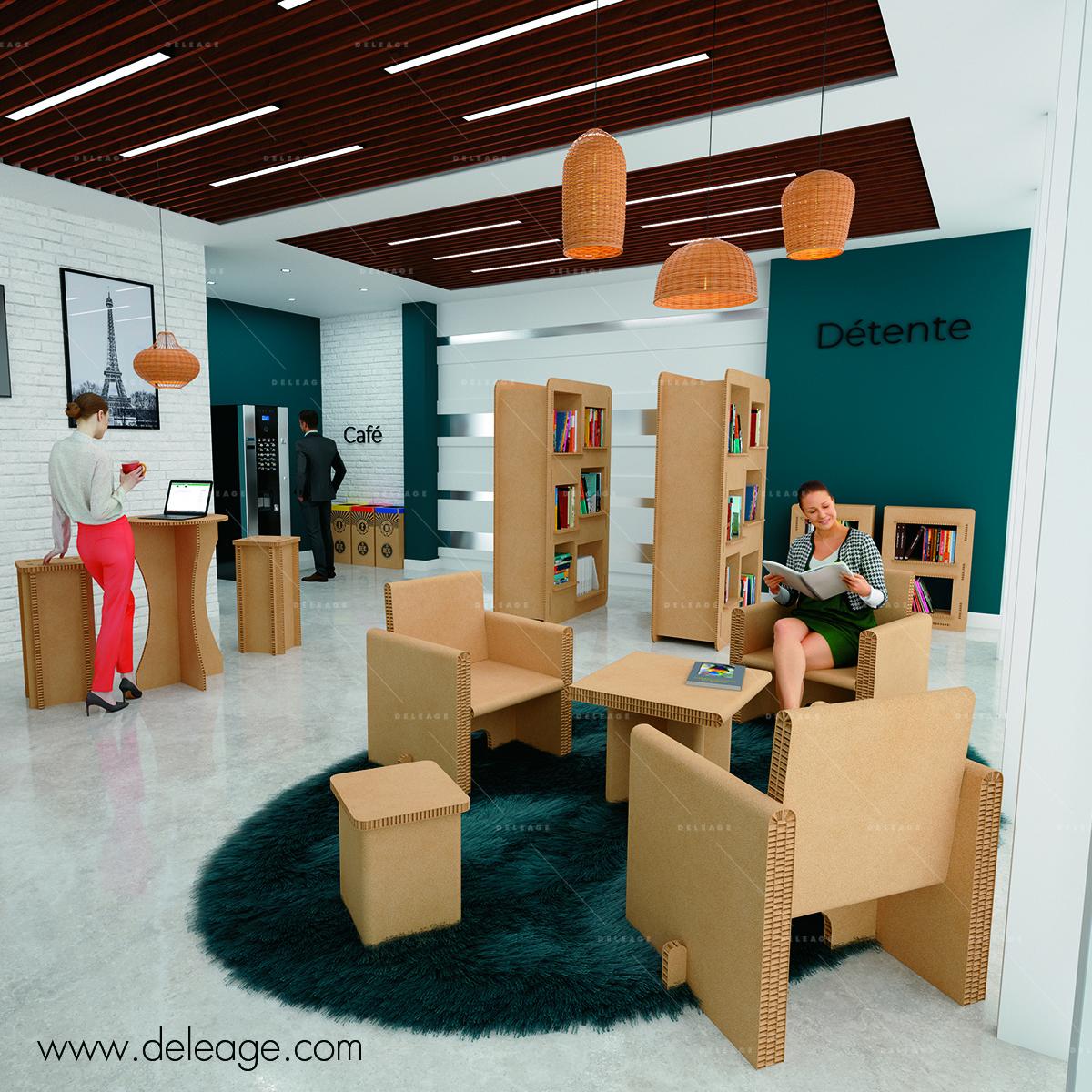 RENDU_DETENTE_2 Mobilier carton — Mobilier en carton TABLE HAUTE mange debout (vue 3)