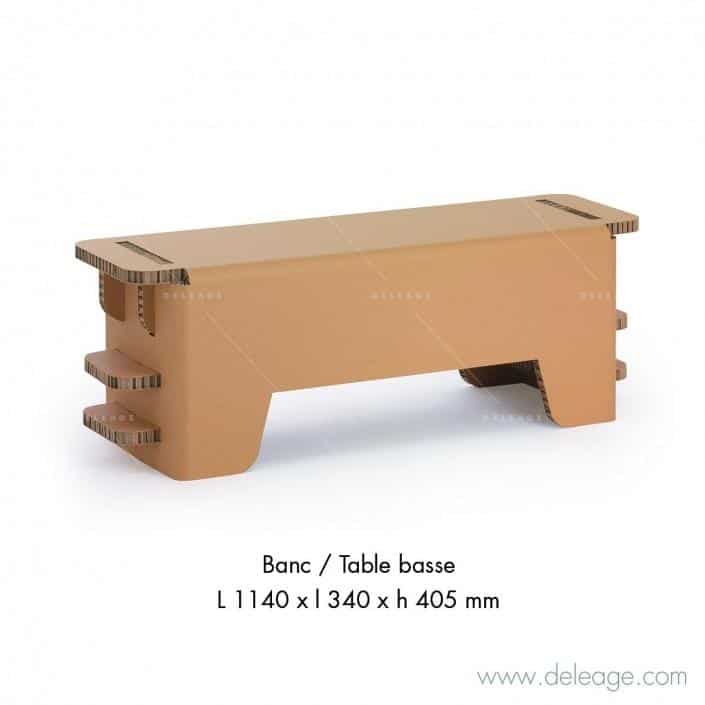 BANCTAB_MOBCART_20292 Table basse banc EN carton — Mobilier en carton TABLE HAUTE mange debout