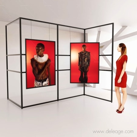 Grille expo EN angle in situe — Expo photo GRILLE D'EXPOSITION horizontale modulable
