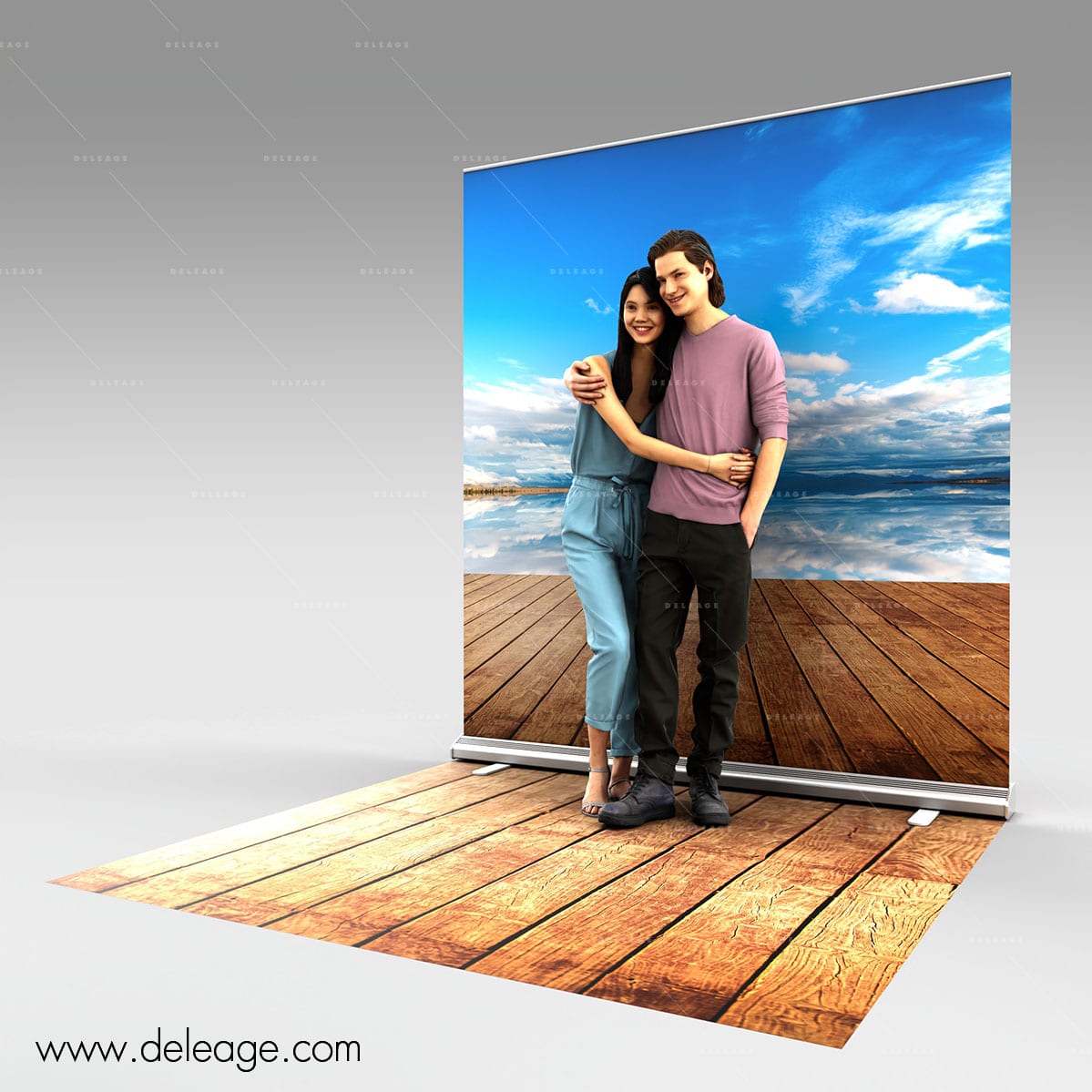 Photocall-RollUp-avec-tapis-imprimé Photocall RollUp avec tapis imprimé — Nouveau Photocall 3D ROLL UP XXL avec kit 3D