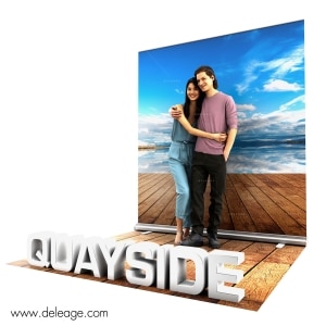 Photocall RollUp avec texte EN volume et tapis — Nouveau Photocall 3D ROLL UP XXL avec kit 3D