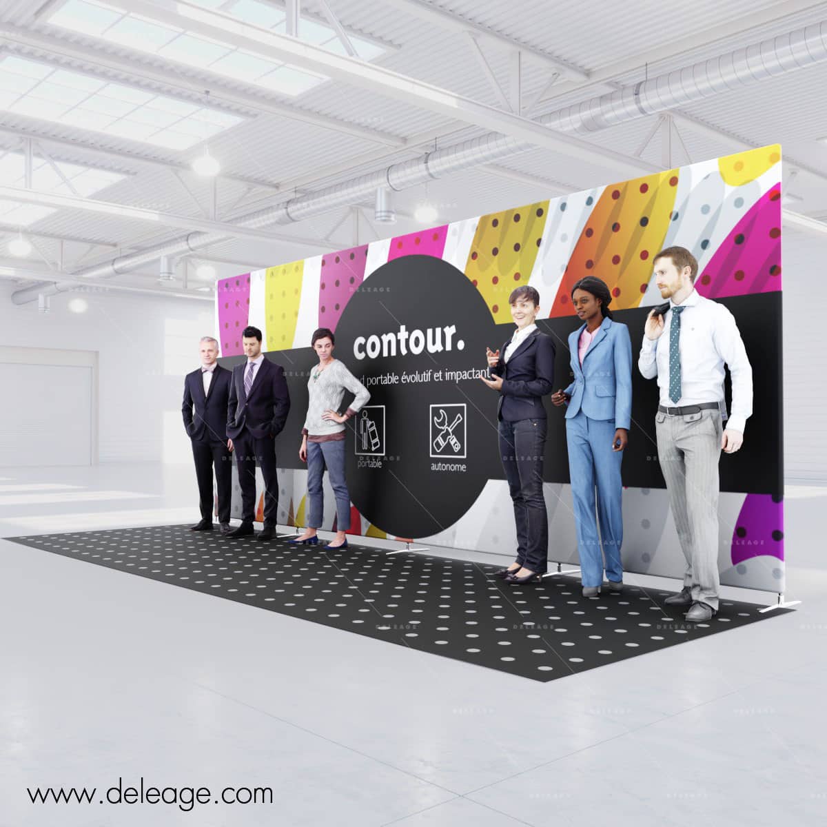 photocall-contour-5,8 m-avec-tapis-insitue Photocall contour 58 m avec tapis insitue — Nouveau Photocall 3D ROLL UP XXL avec kit 3D