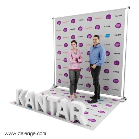 Photocall telescopique avec lettrage tapis — Nouveau Photocall 3D MUR TELESCOPIQUE avec kit 3D