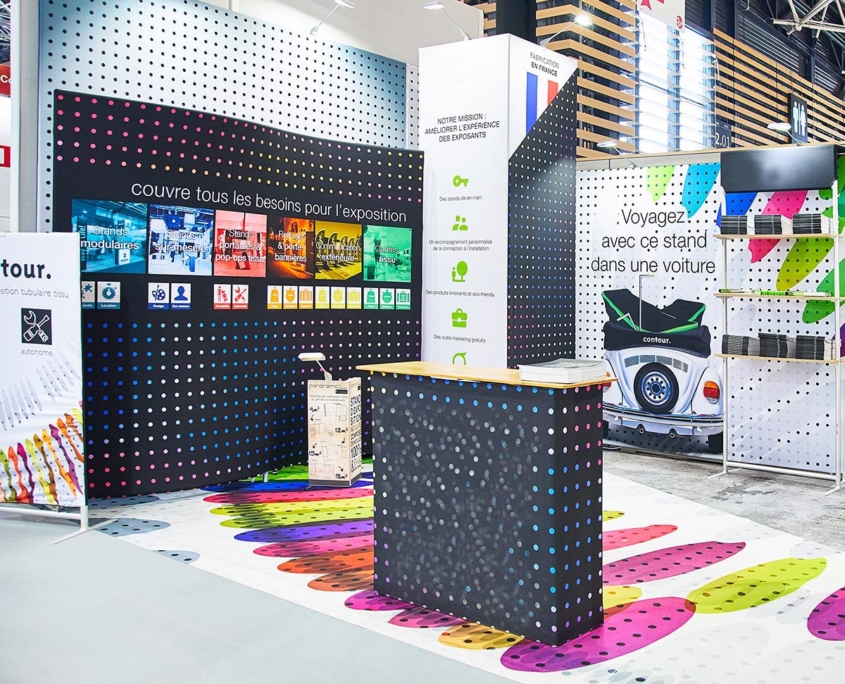 exposition-stand-tissu-banque-accueil Exposition stand tissu banque accueil