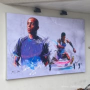 Tableau tissu tendu — Le CDFAS décore son stade avec des tableaux d’artistes
