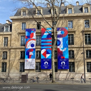 Bâches jo paris 2024 sur facade immeuble parisien (vue 5)