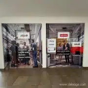 Habillage vinyle réalisé par Deleage sur les portes d’ascenseurs des bureaux d’Also France à Gennevilliers